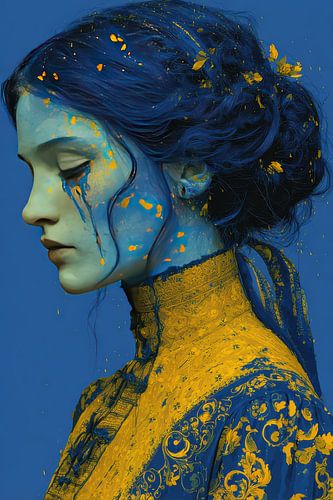 portrait in yellow and blue