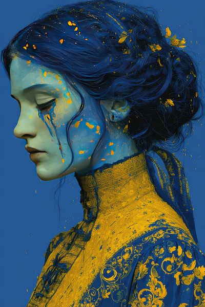 portrait in yellow and blue by Egon Zitter