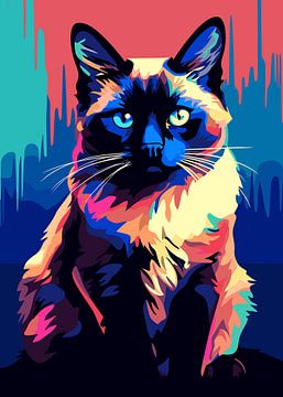 Katze Tier WPAP Pop Art Farbe Stil von Qreative