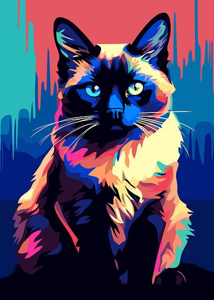 Cat Animal WPAP Pop Art Color Style by Mason Scott