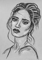 Woman black white grey