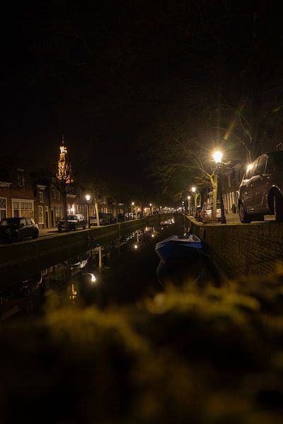 Beleuchtete Giebel am Kanal von Rik Brussel