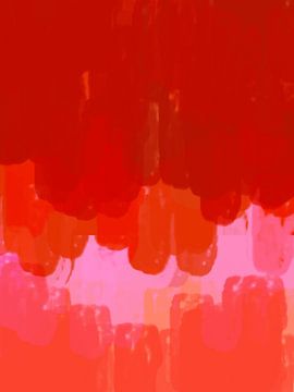 Abstract shapes in deep red, orange and neon pink by Abstract Minimalist Art