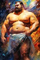 Homme fort avec une serviette Peinture