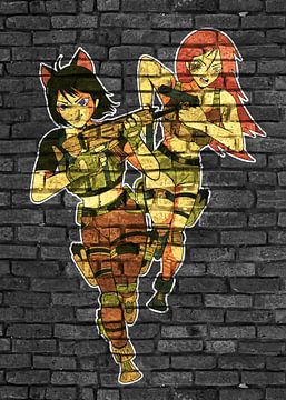 Anime Manga Vrouwelijke Soldaten van KalliDesignShop