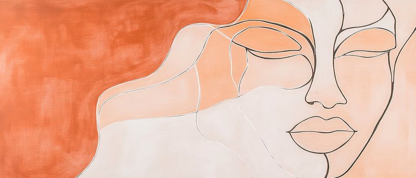 Portrait de femme abstrait dans des tons doux par Poster Art Shop