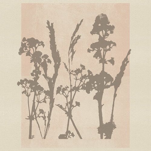 Retro botanisch met wilde grassen en bloemen