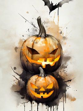 Plongée dans l'ombre, éveillée à l'épouvante : œuvre d'art en forme de citrouille pour les nuits d'Halloween V sur ArtDesign by KBK