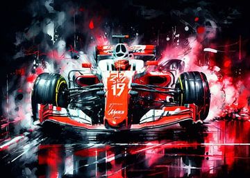 Haas Formula One Watercolor by MIROKKU