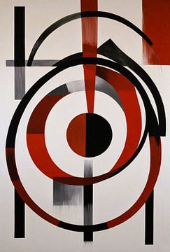 Abstracte Symmetrie in Rood, Zwart en Wit van De Muurdecoratie