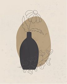 Minimalistisches Stillleben mit einer Blume und einem Zweig von Tanja Udelhofen