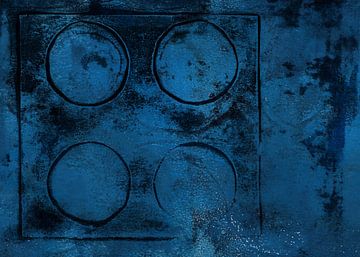 Industrial Geometry: Circles and Lines. Modern abstract geometric art in blue by Dina Dankers