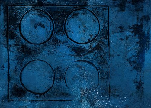 Géométrie industrielle : Cercles et lignes. Art géométrique abstrait moderne en bleu