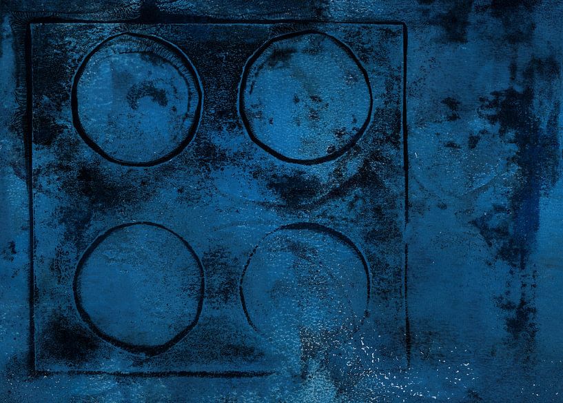Industrial Geometry: Circles and Lines. Modern abstract geometric art in blue by Dina Dankers