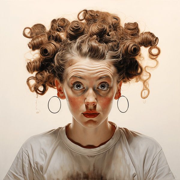 Junge Frau Portrait wilde Lockenfrisur Momentaufnahme von gm_designs