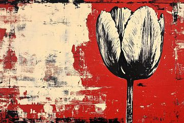 Modern tulip art in red by Imperial Art House