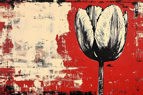 Moderne tulpenkunst in rood