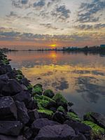 Sunset at the northsea canal in Velsen-Zuid