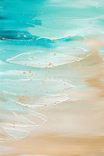 Abstract strand en zee schilderij