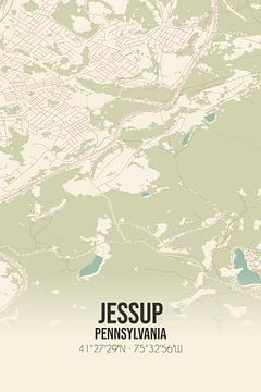 Vintage landkaart van Jessup (Pennsylvania), USA. van Rezona