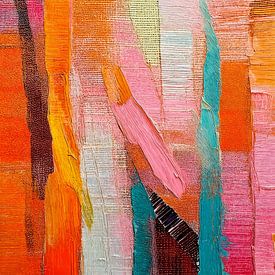 Abstrakte Kunst in Orange, Rose und Blau - 2 von Studio Pieternel