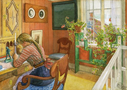 Carl Larsson,De brief schrijven, 1912