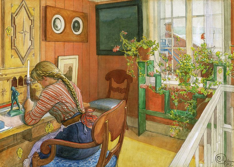 Carl Larsson,Writing the letter, 1912 by finemasterpiece