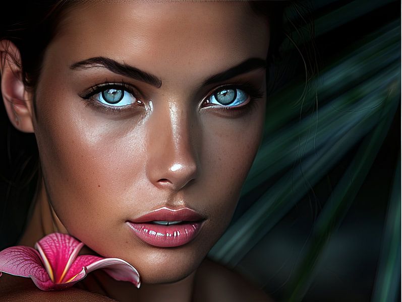 portrait de fantaisie avec des fleurs par Egon Zitter