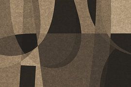 Formes et lignes organiques abstraites. Art géométrique de style rétro en marron et beige III sur Dina Dankers