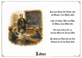 Leraar – gildebeeld met gedicht van Marcus Achberger