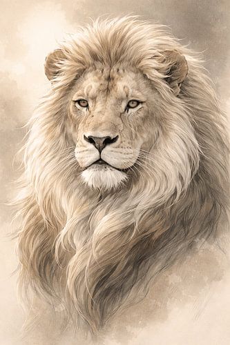 Eleganter Löwe in sanften Farbtönen – zeitloses Fine-Art-Porträt