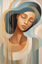 Geometric Portrait - Stylish Abstraction in Blue and Orange by Danny van Eldik - Perfect Pixel Design