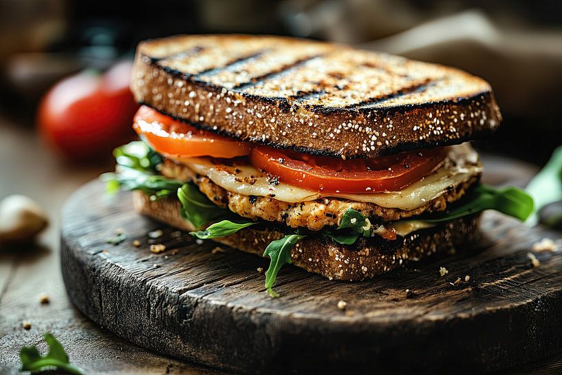 Atmospheric wall decoration for lunch room - tasty image of an artisan sandwich by Mel Digital Art