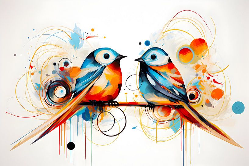 Watercolor colorful birds by haroulita