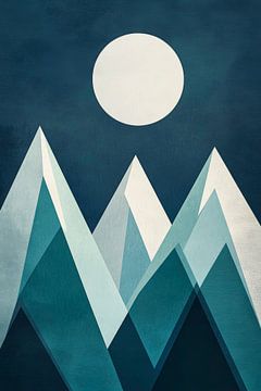 Geometrisch berglandschap in het maanlicht van Poster Art Shop