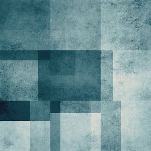 Monochromatische geometrische abstrakte Komposition in Kadettblau