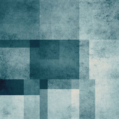Monochrome geometrische abstracte compositie in cadetblauw