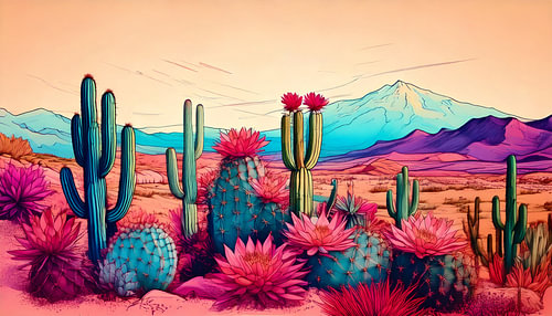 Woestijnlandschap met cactussen