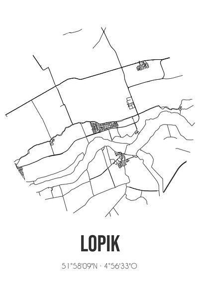 Lopik (Utrecht) | Karte | Schwarz und Weiß von Ortsdrucke