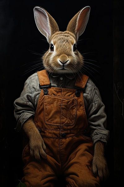 Rabbit in dungarees by Wall Wonder