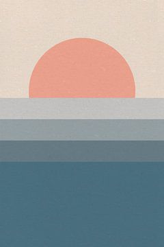 Zon, maan, oceaan. Ikigai. Abstracte minimalistische Zen kunst II van Dina Dankers