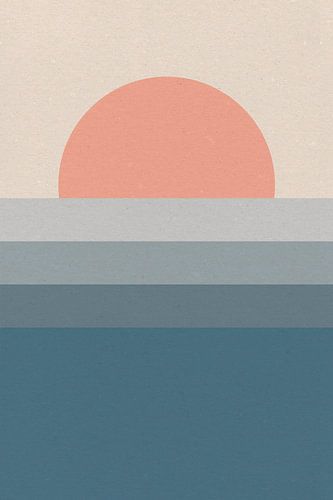 Zon, maan, oceaan. Ikigai. Abstracte minimalistische Zen kunst II