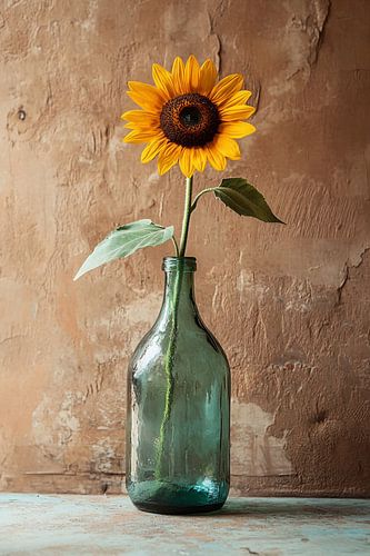Zonnebloem in glazen vaas
