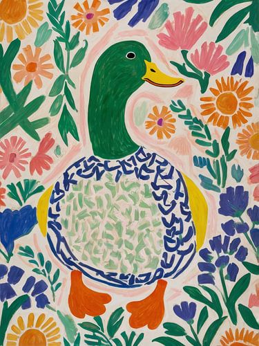 Duck In Flowers Style Henri Matisse