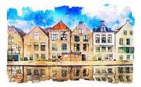Dokkum Aquarel van Peter Bolman thumbnail
