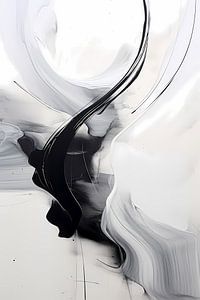 Peinture abstraite monochrome, noir et blanc