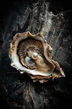 Oester met een glinsterende parel met stijlvolle achtergrond