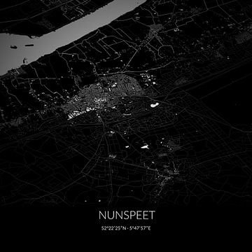 Schwarz-weiße Karte von Nunspeet, Gelderland. von Rezona