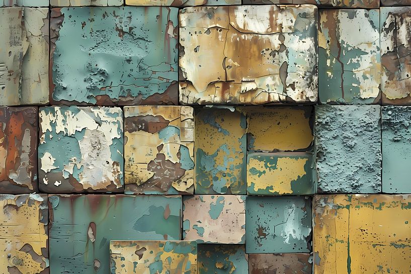 Verwitterte abstrakte Muster Malerei mit Farben von Art & Soul Creations