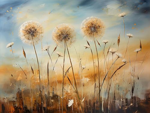 Paardenbloemen in de wind